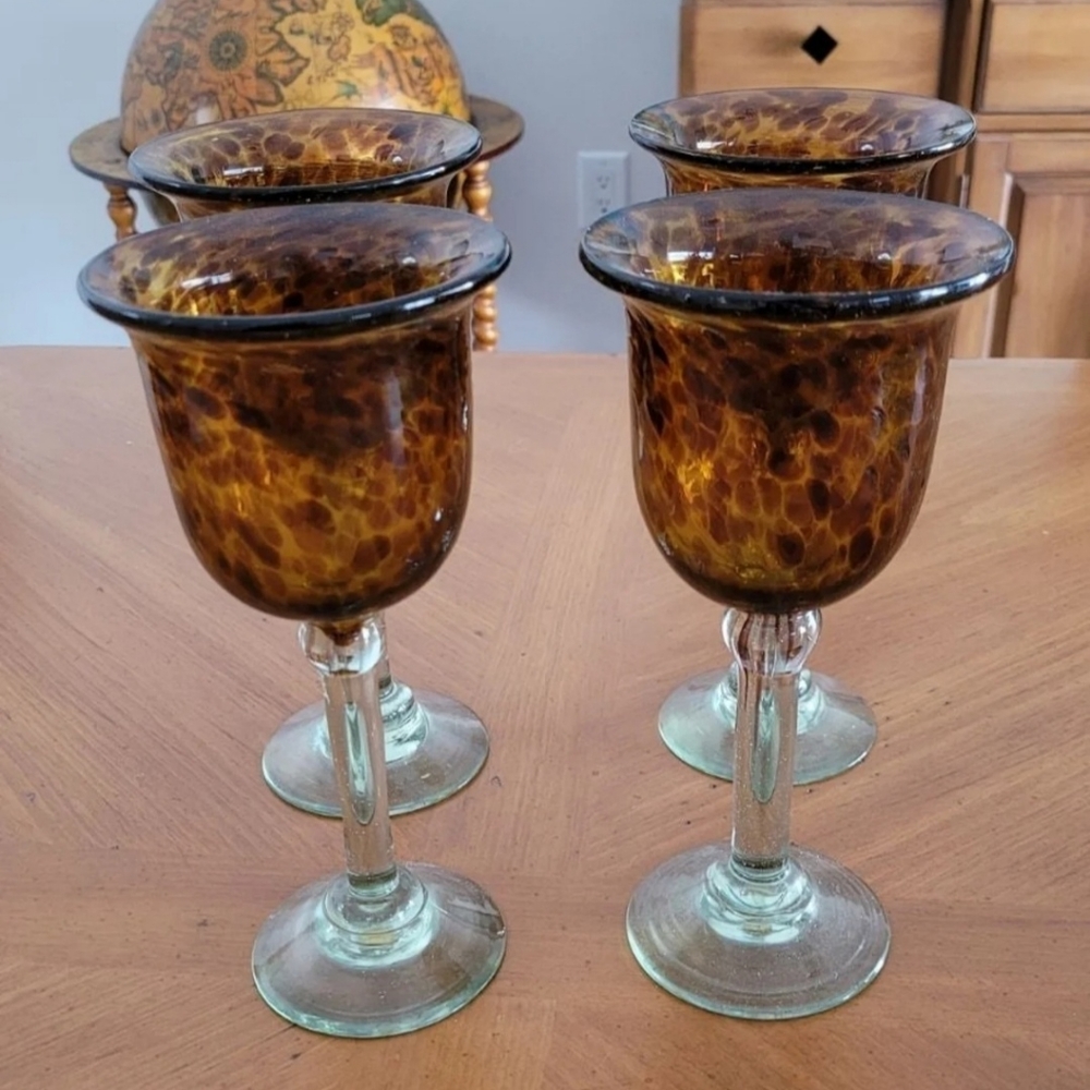 Tortoise Mexican Glass Wine Glasses
